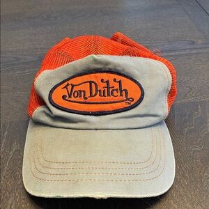 Von Dutch Gray and Orange Mesh Cap